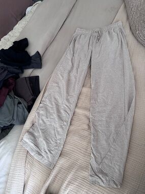 Pact beige flare pants